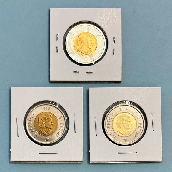 Canada 2010 Highly Collectible Set of 3 x $2 Toonies! - Picture 2 of 16